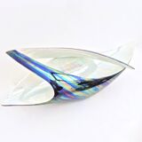 Vintage White and Iridescent Ceramic Bowl or Centerpiece N 6768 by Lusso, Italy