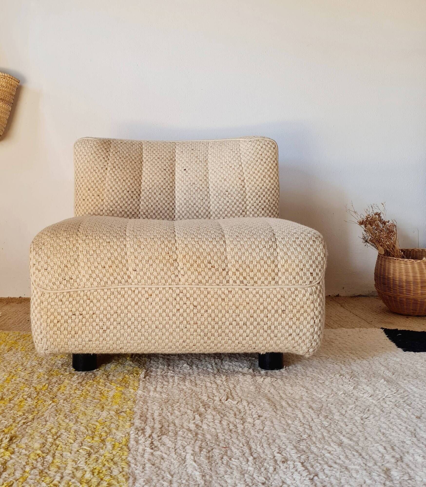 Vintage wool armchair, International Furniture Paris - 70s