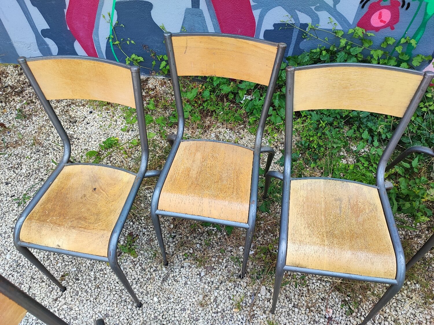 Six Mullca 510 school chairs with tapered legs
