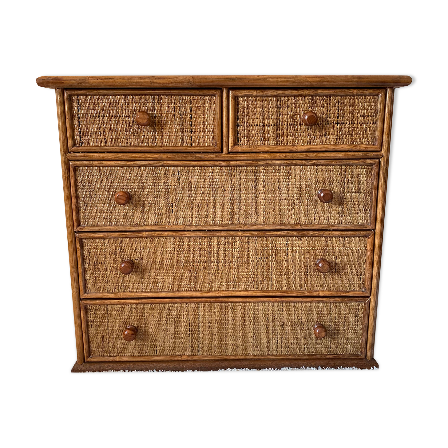 Vintage rattan chest of drawers