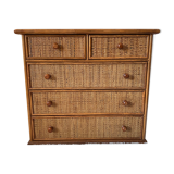Vintage rattan chest of drawers