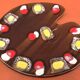 1960s Cheese platter in the shape of a painter's palette Glazed ceramic