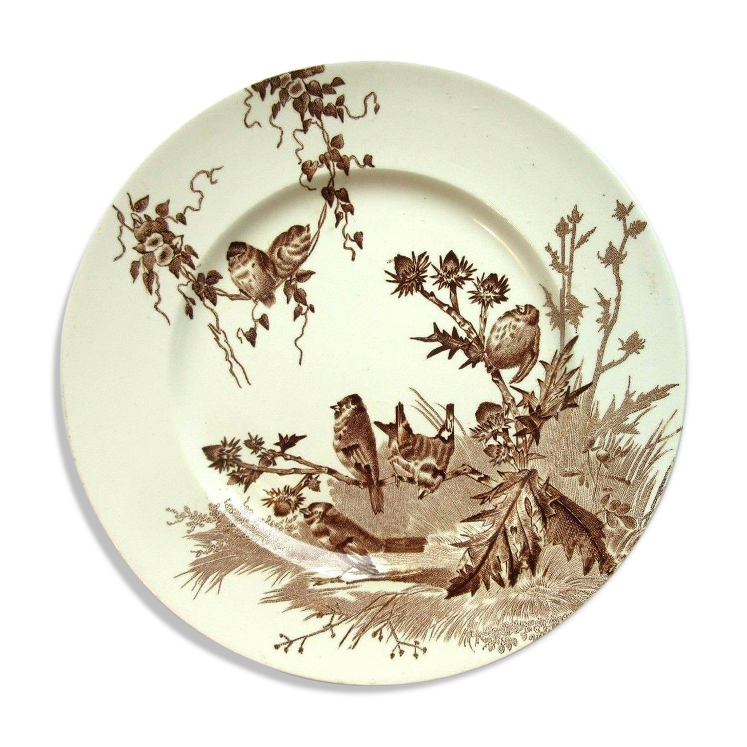 Assiette Terre de Fer Art Nouveau signée Creil Montereau