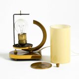 Rare and beautiful 1940s brass table lamp with opal glass shade