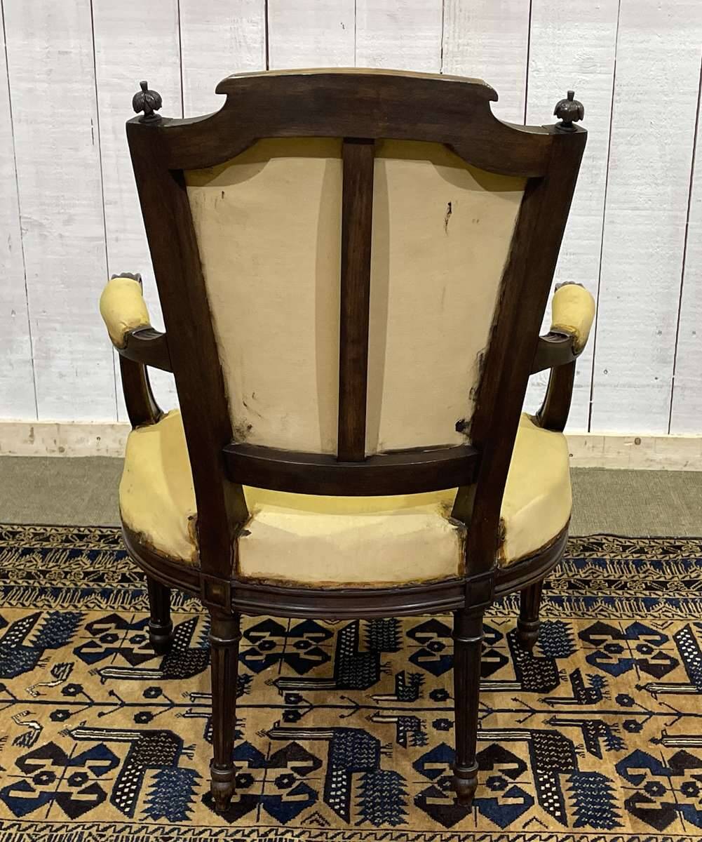 Louis XVI style armchair in beech, late 19th century