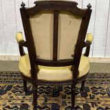 Louis XVI style armchair in beech, late 19th century