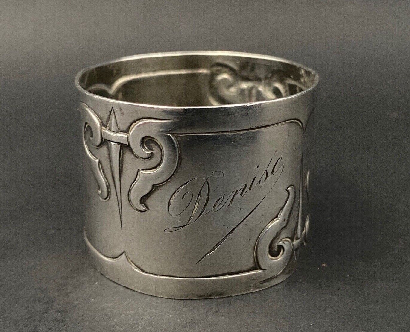 Solid silver towel ring punch minerva denise xxe