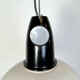 Industrial soviet white enamel pendant lamp, 1960s