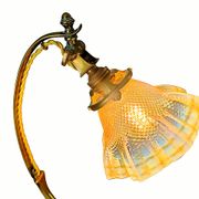 Lamp art & craft foot gooseneck was benson adjustable bronze and lampshade tulip iridescent crystal