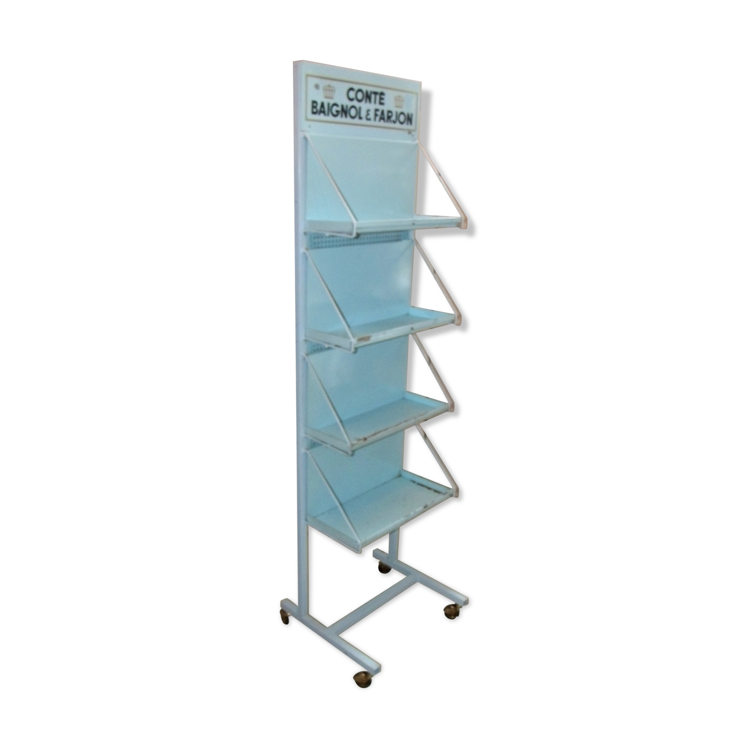 Rolling industrial metal display stand