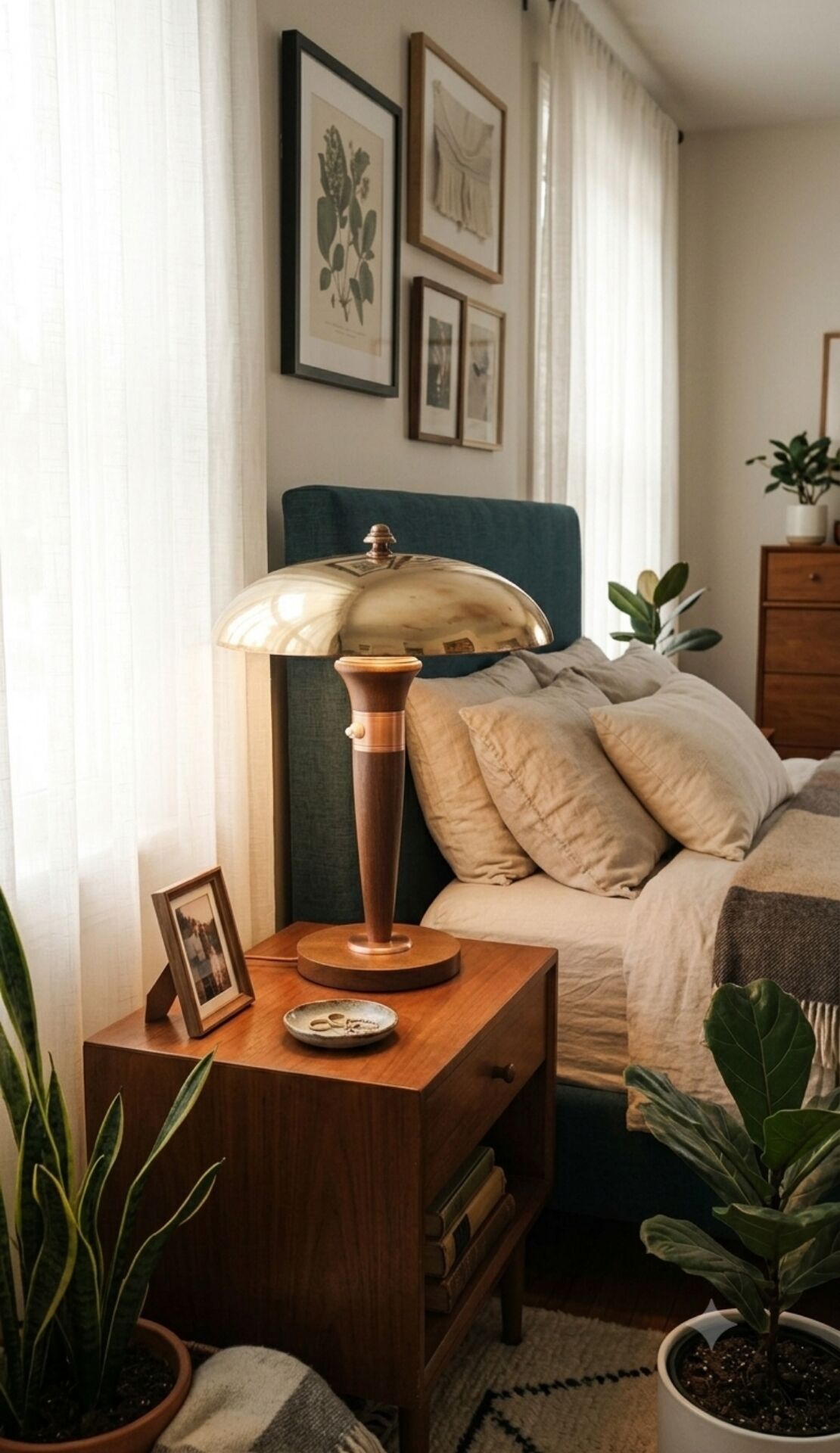 Lampe style Art Déco articulée - Bois et laiton - 1930