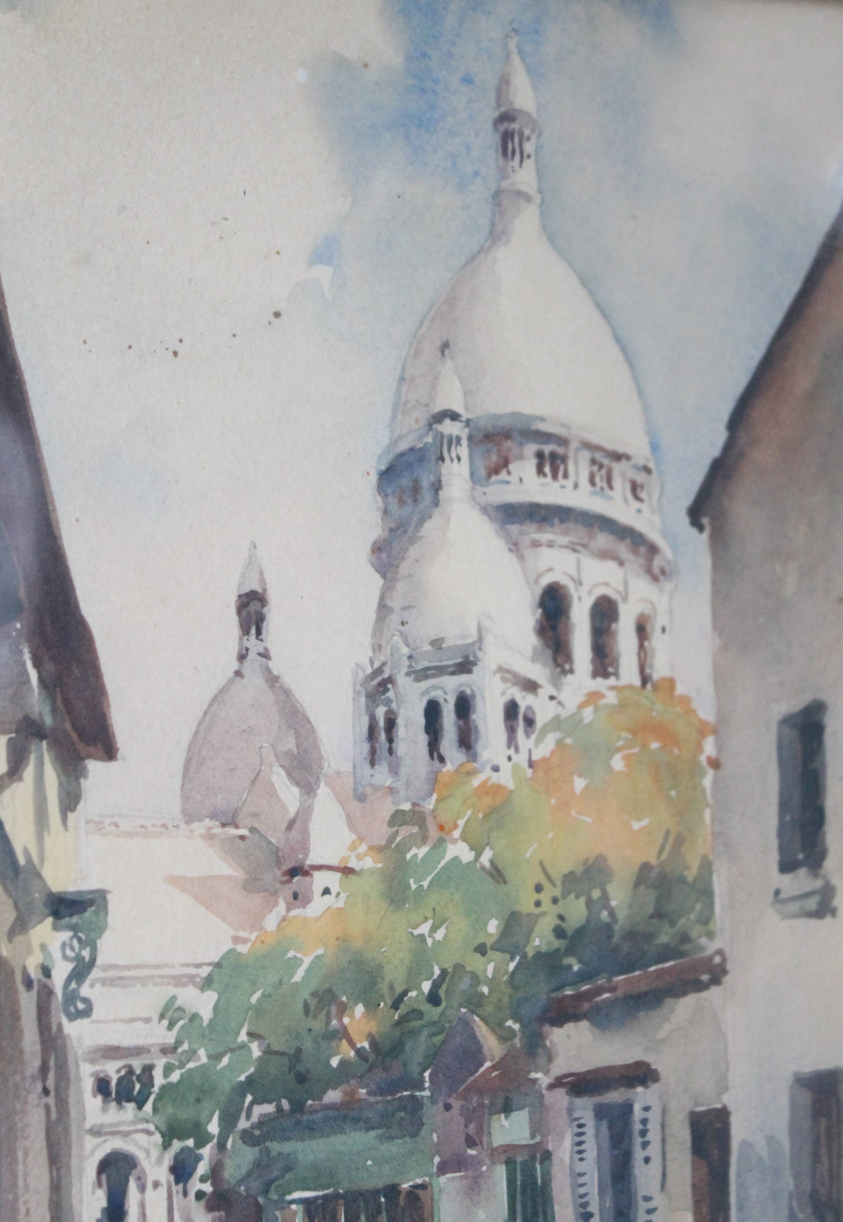 Watercolour "The Sacré-Cœur from Montmartre" by Henri Alexis Schaeffer 1942