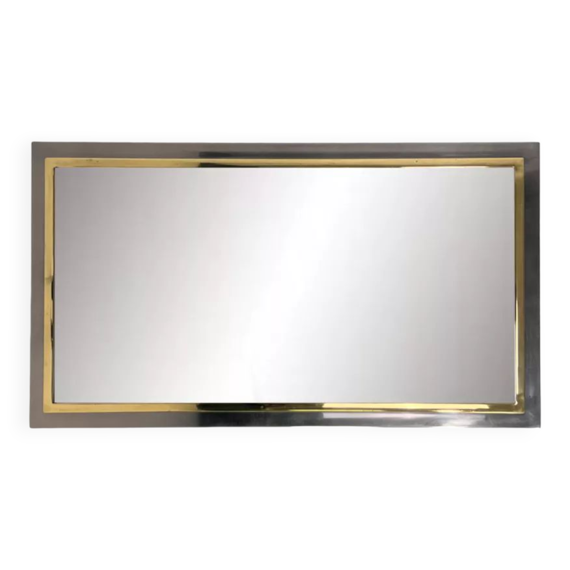 Vintage mirror in varnished metal and brass by BelgoChrome