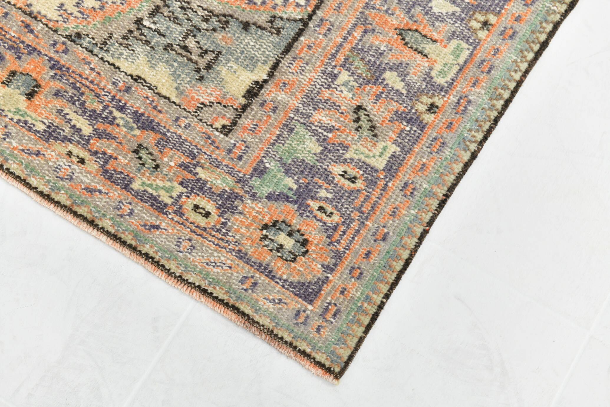 6x9 Antique Vintage Orange & Greeb Turkish Rug, 182x286Cm