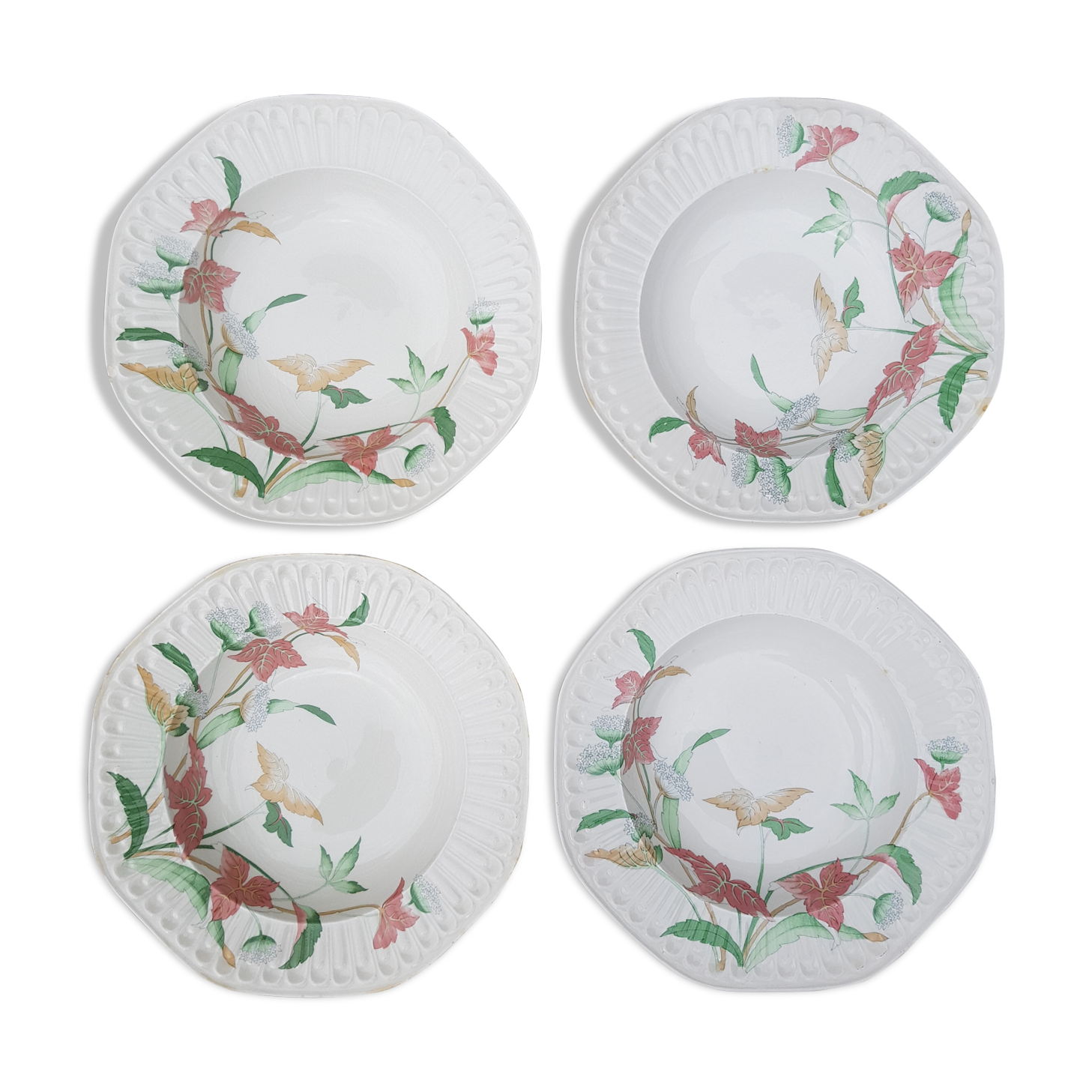 Set of 4 porcelain soup plates from Pontesa 70s