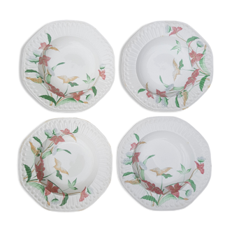 Set of 4 porcelain soup plates from Pontesa 70s