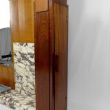 Large Art Deco wardrobe in oak, marble and mahogany, circa 1925