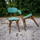 Set of 2 wooden/green chairs