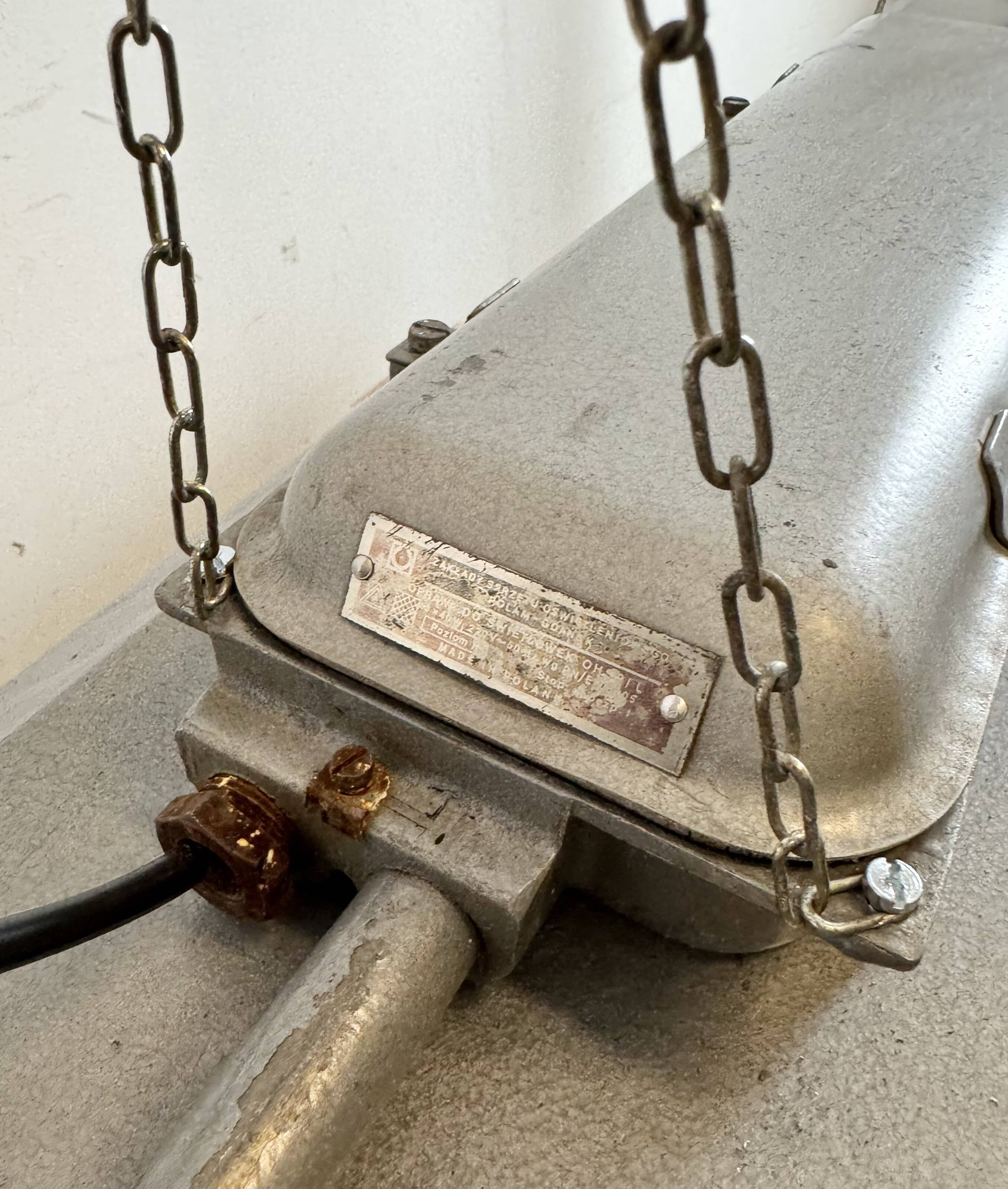 Grey Industrial Hanging Tube Light from Polam Gdansk, 1970s