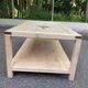 Renovated solid wood coffee table in chic country seaside style.