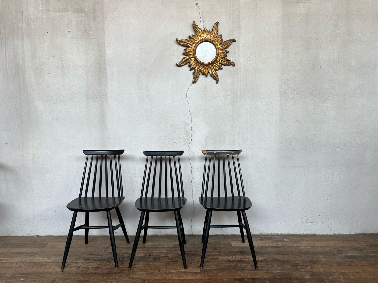 Série de 3 chaises 1950 1960