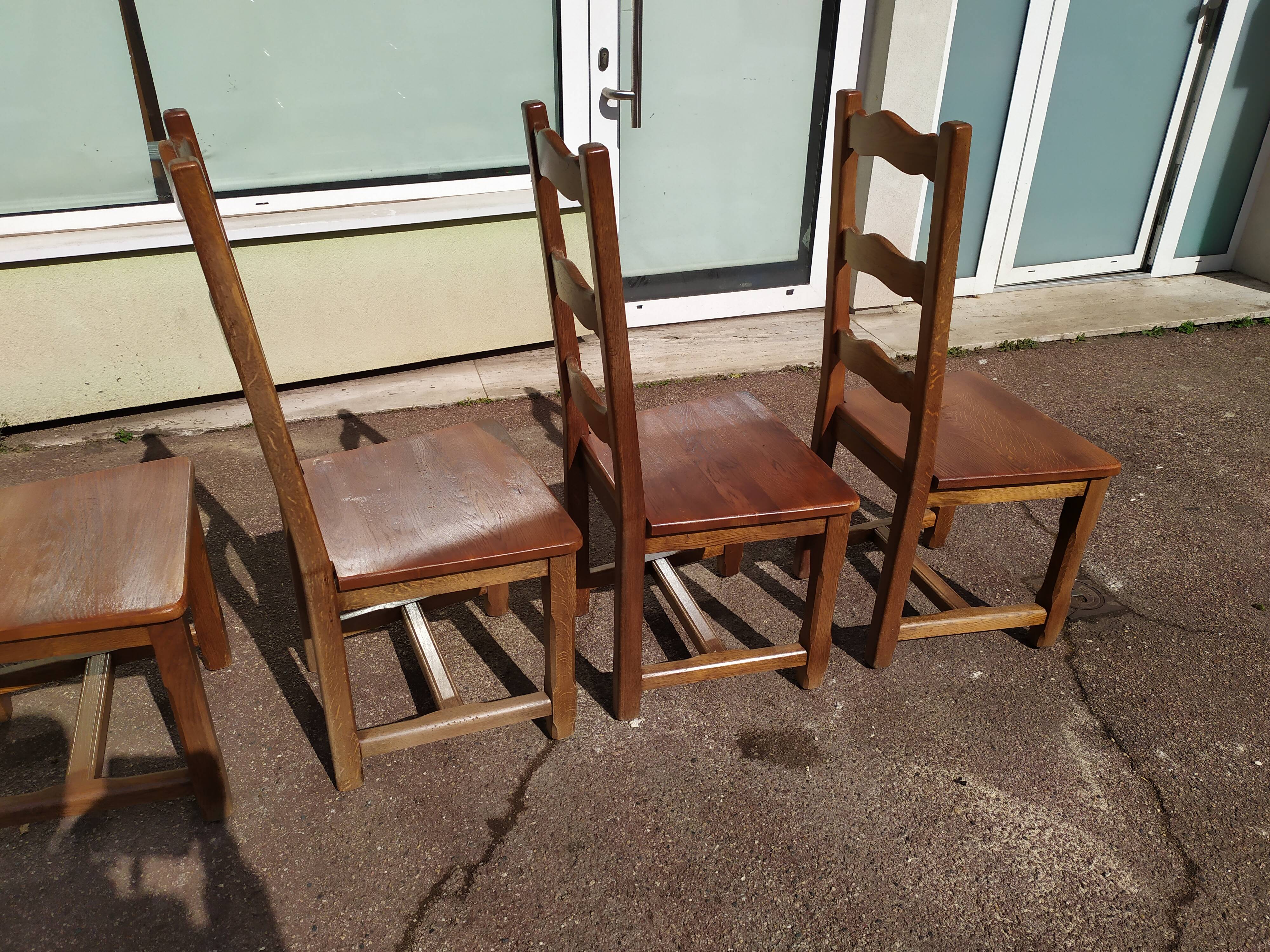 Set of 6 solid oak wood chairs - ferme compagne montage