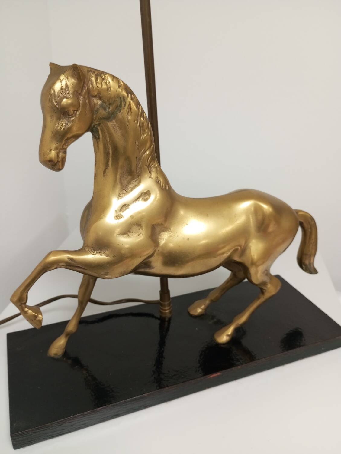 Table lamp Horse in gilded brass