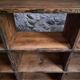 Old workshop shelf in French pine, industrial shoe cabinet, around 1900.
