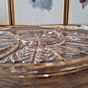 Vintage glass moulded aperitif server with handles and gilding.