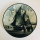 Ceramic plate with marine decoration in grisaille, hand-painted.
