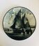 Ceramic plate with marine decoration in grisaille, hand-painted.