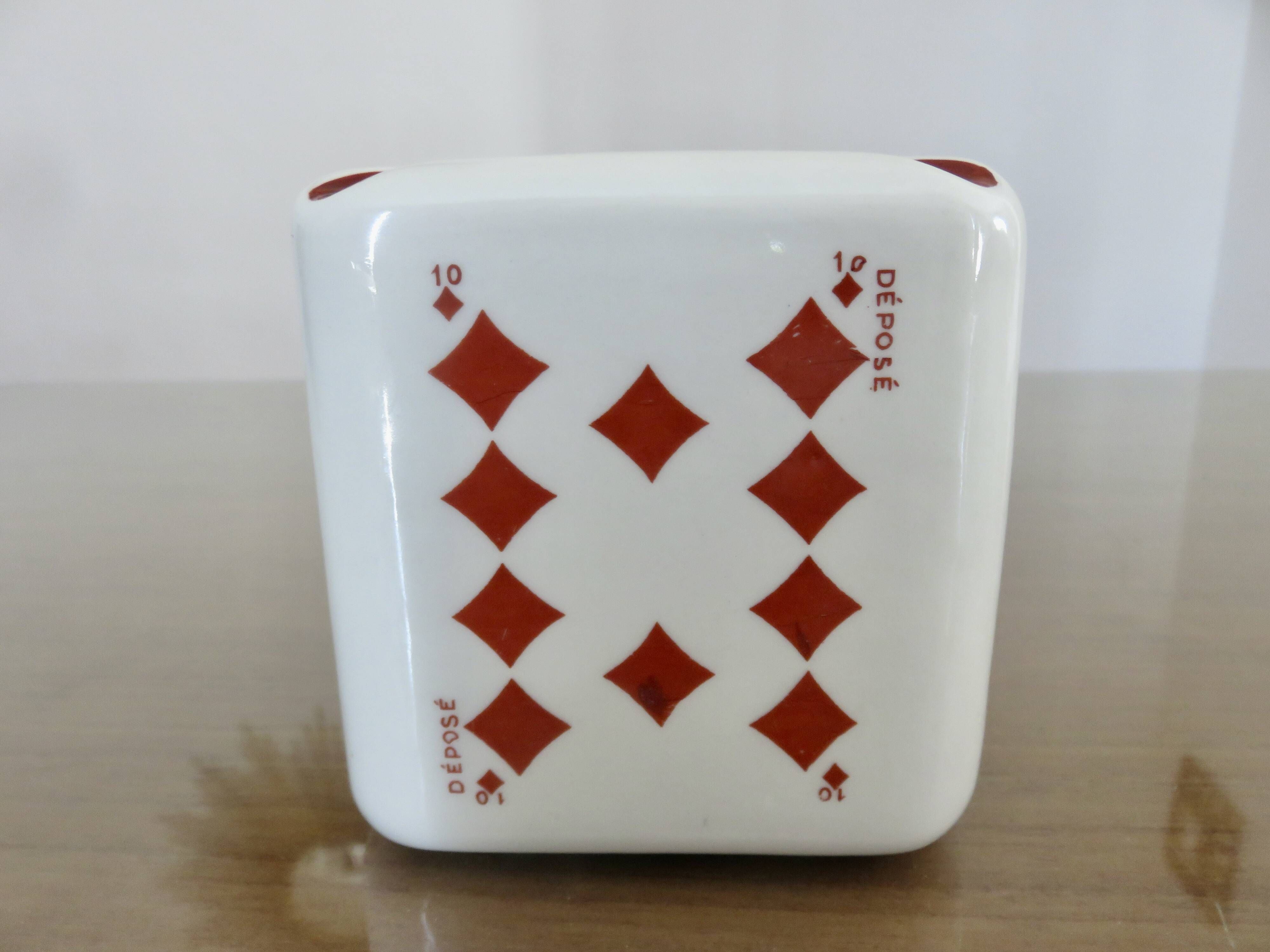 Vintage ceramic ashtray, playing cards, 50s 60s.