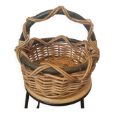 Panier en rotin osier de 1980