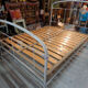 Old bed with box spring slats structure metal painted 140x190cm