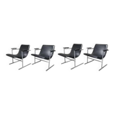 Rudi verelst "oslo" for novalux, series of 4 chromed metal armchairs, c