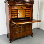 Biedermeier vintage oak and mahogany secretary desk, well-made, 1860.