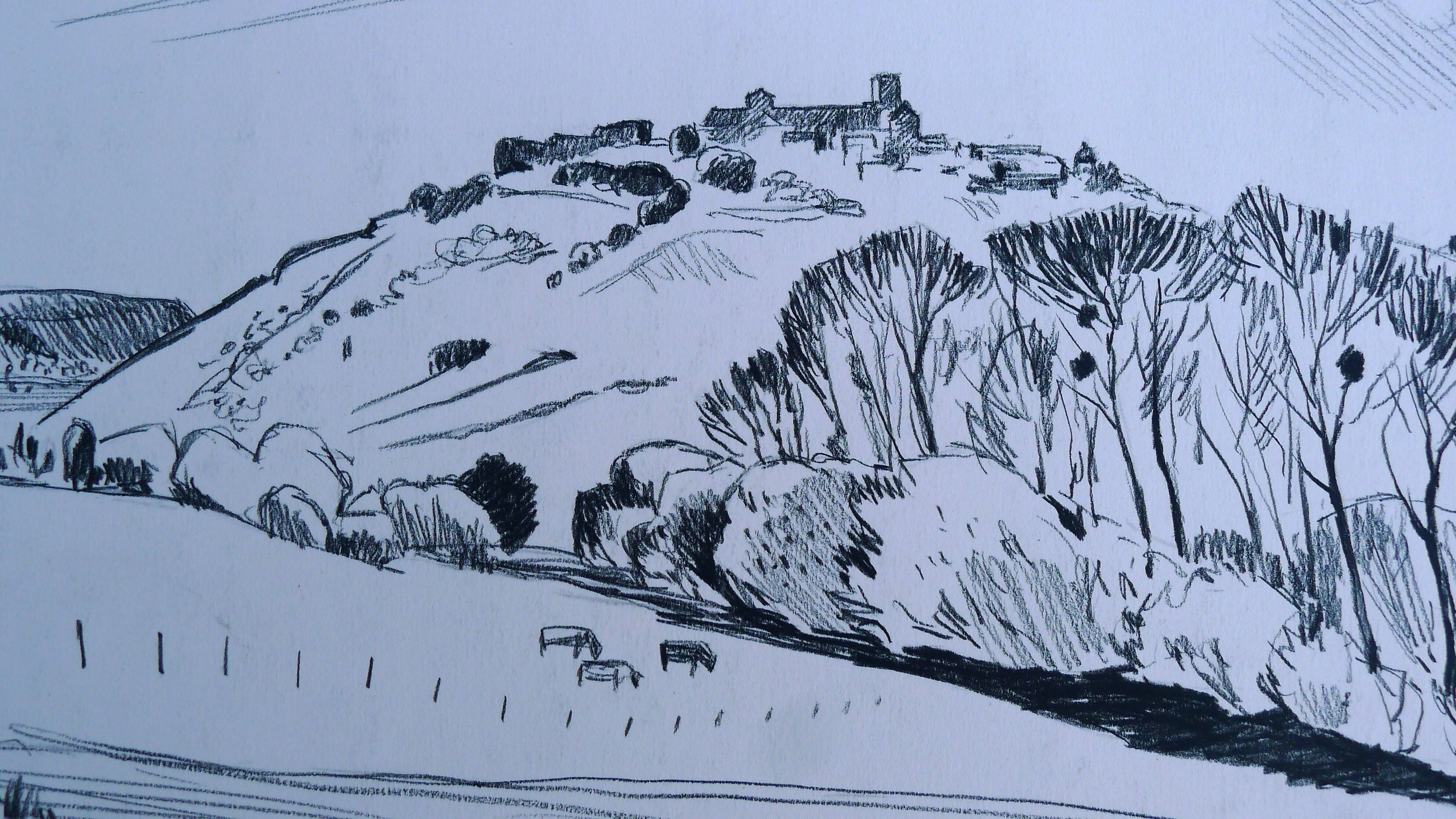 Original drawing in black chalk by Jean Villette (1913-2005)