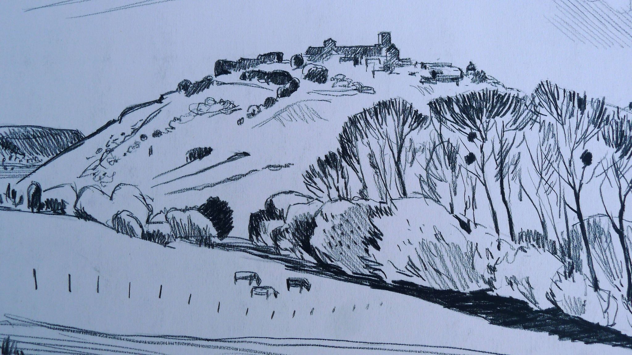 Dessin original à la pierre noire par Jean Villette (1913-2005)