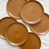 6 assiettes plates en grès vintage