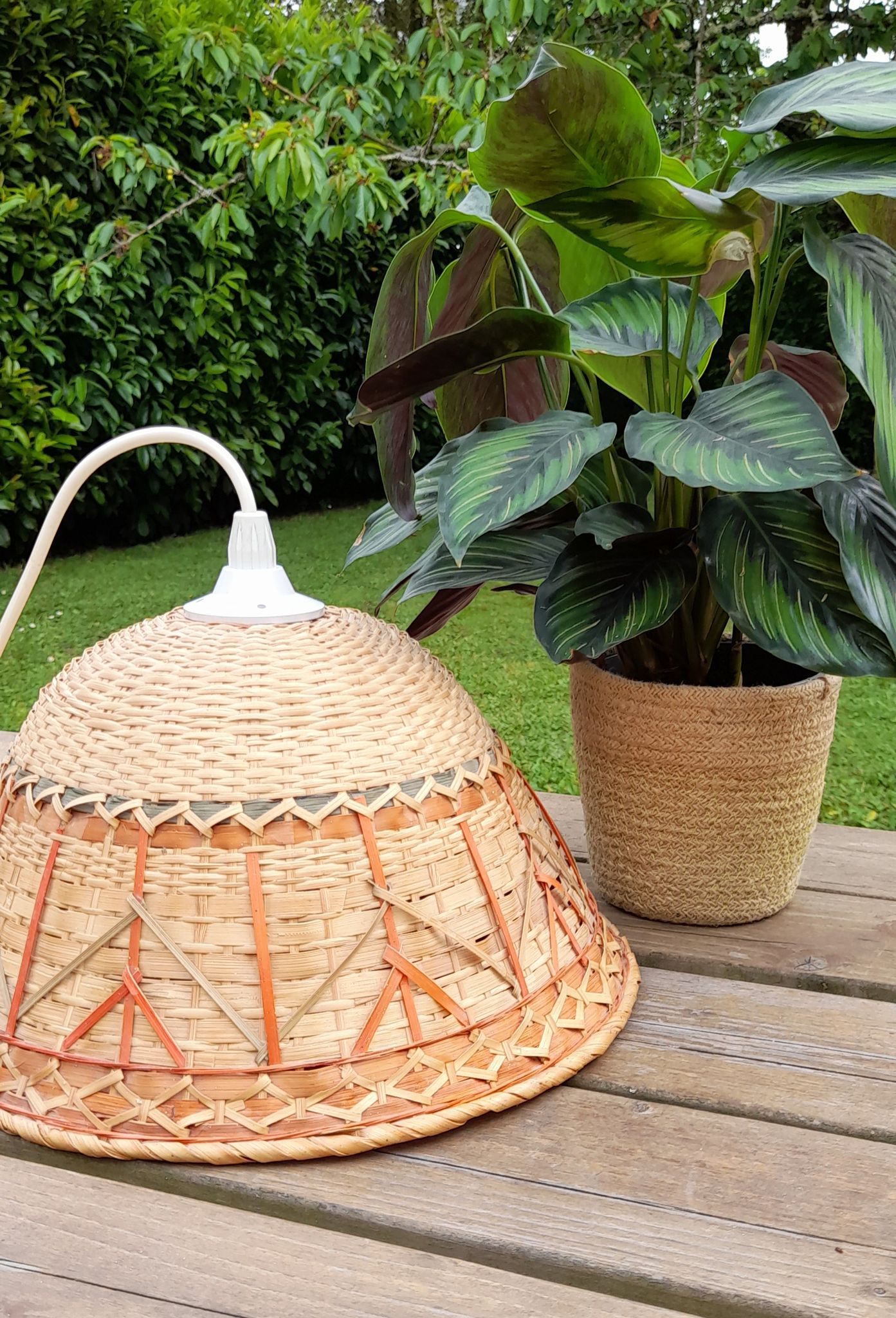 Suspension bell in rattan 3 colors, bohemian spirit seventies6