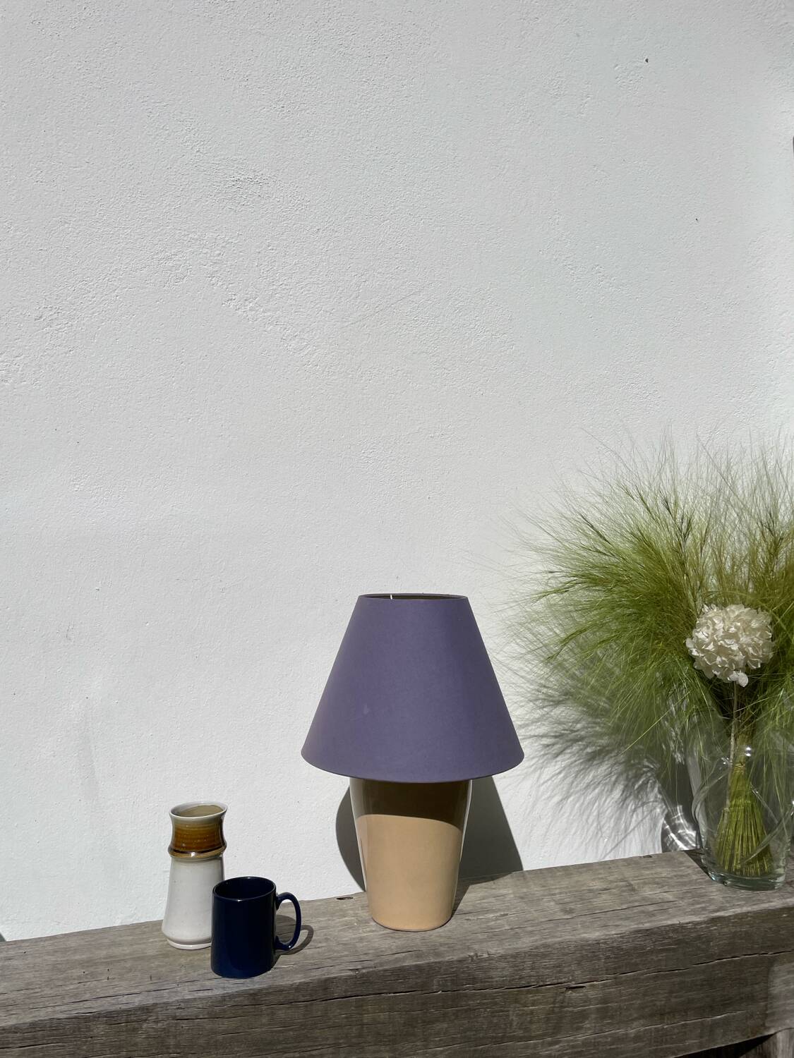 Beige ceramic lamp, Brussels factory, 1990