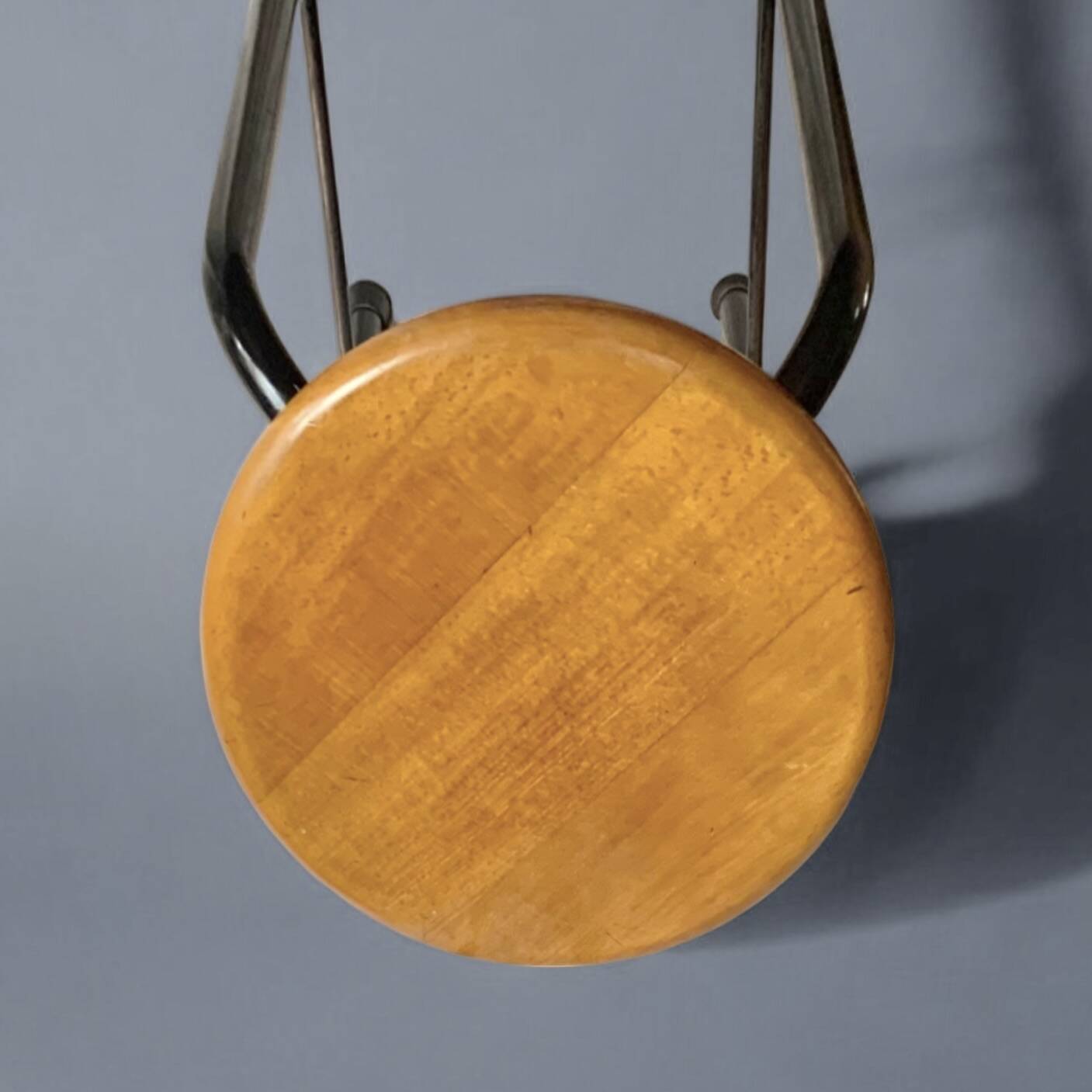 Vintage industrial stool in wood and metal