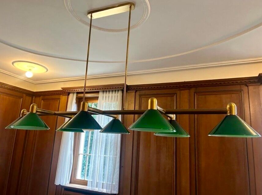 Large brass and green opaline pendant lamp 260 cm 1970s