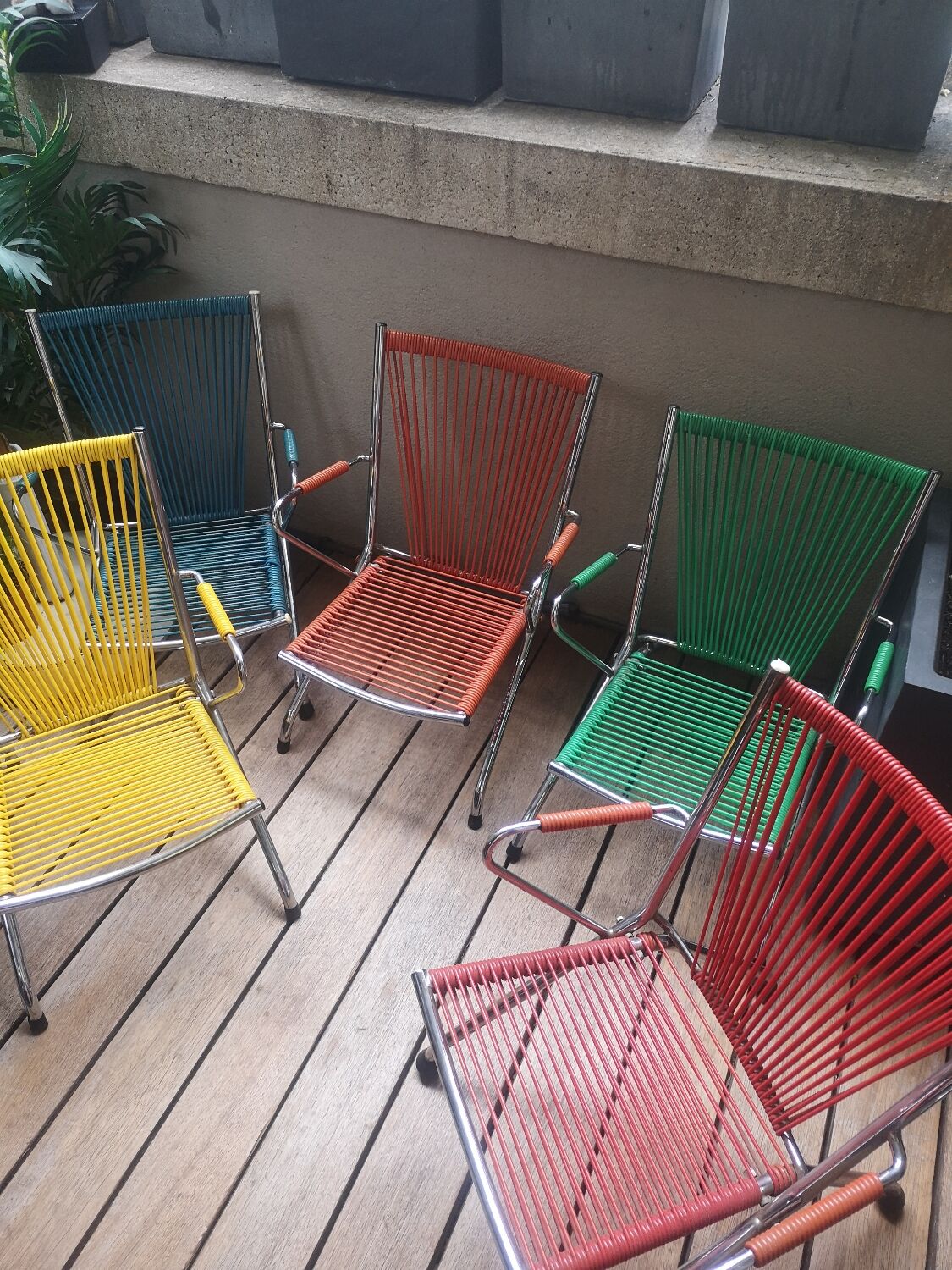 Armchair foldable child vintage 60's "scoubidou" orange