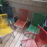 Armchair foldable child vintage 60's "scoubidou" orange