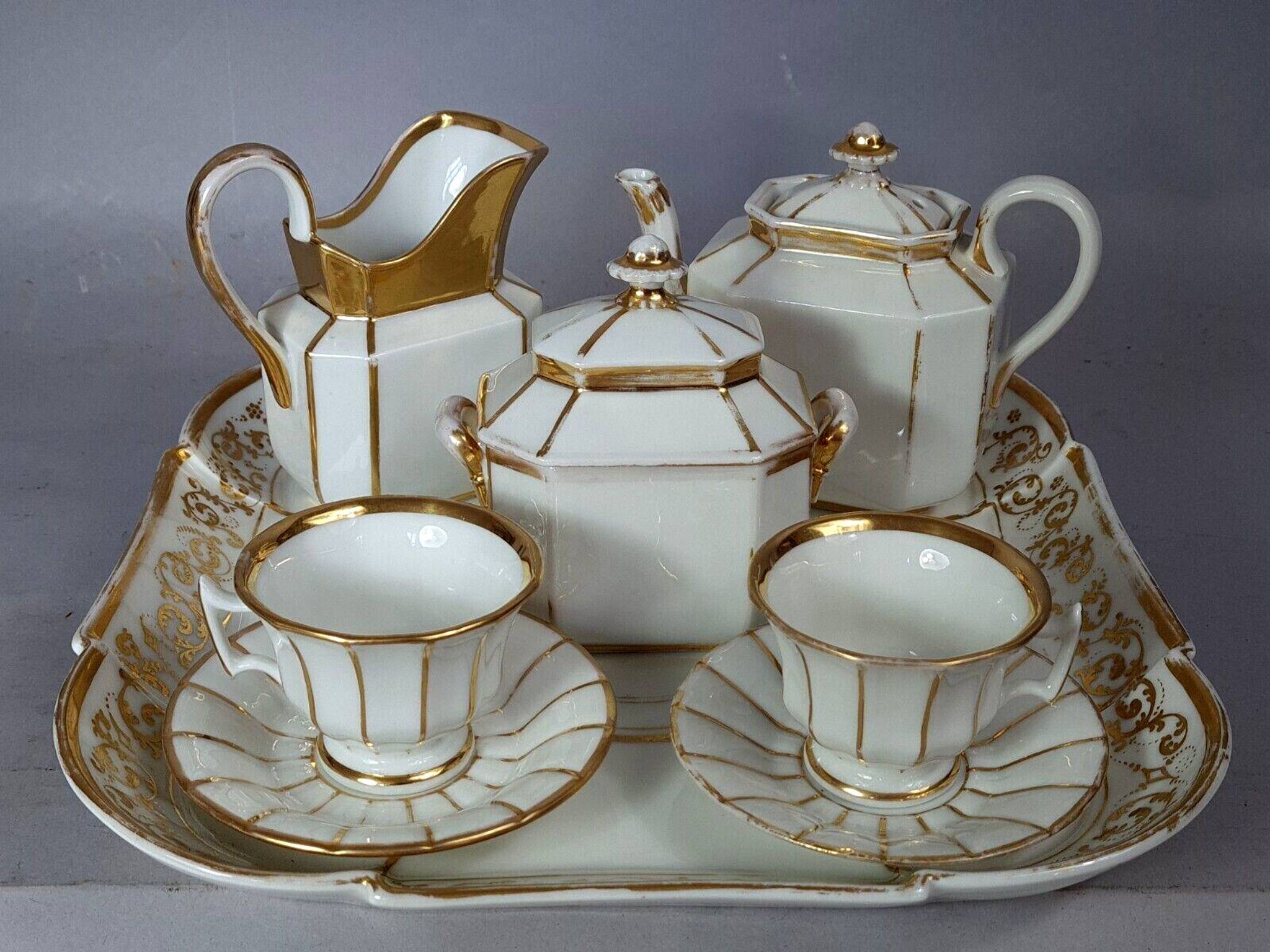 Antique Paris porcelain tête-à-tête coffee service. Very good condition S988