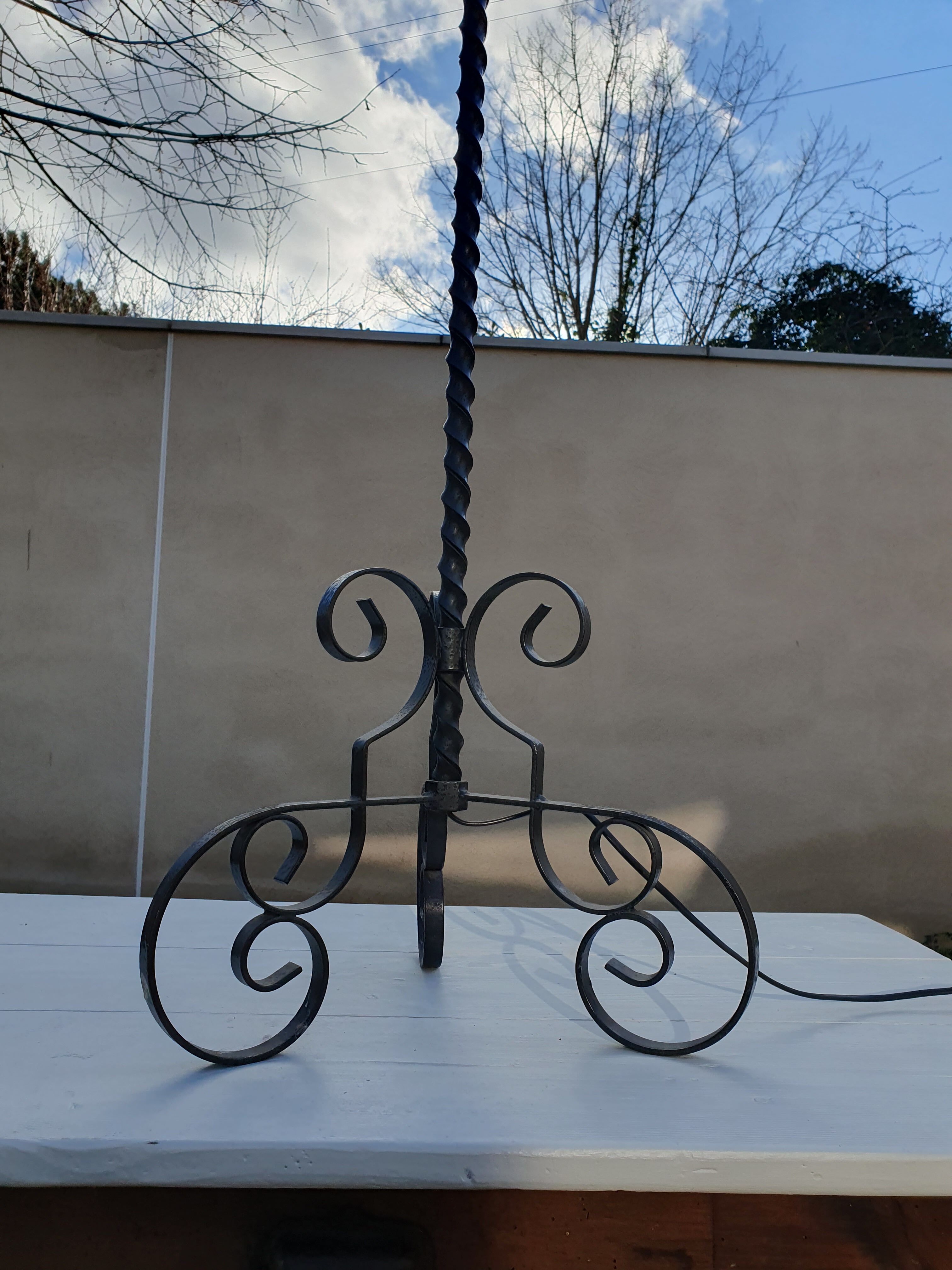 Floor lamp wrought iron ironwork art 60s