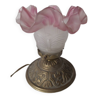 Lampe à poser en pâte de verre et bronze