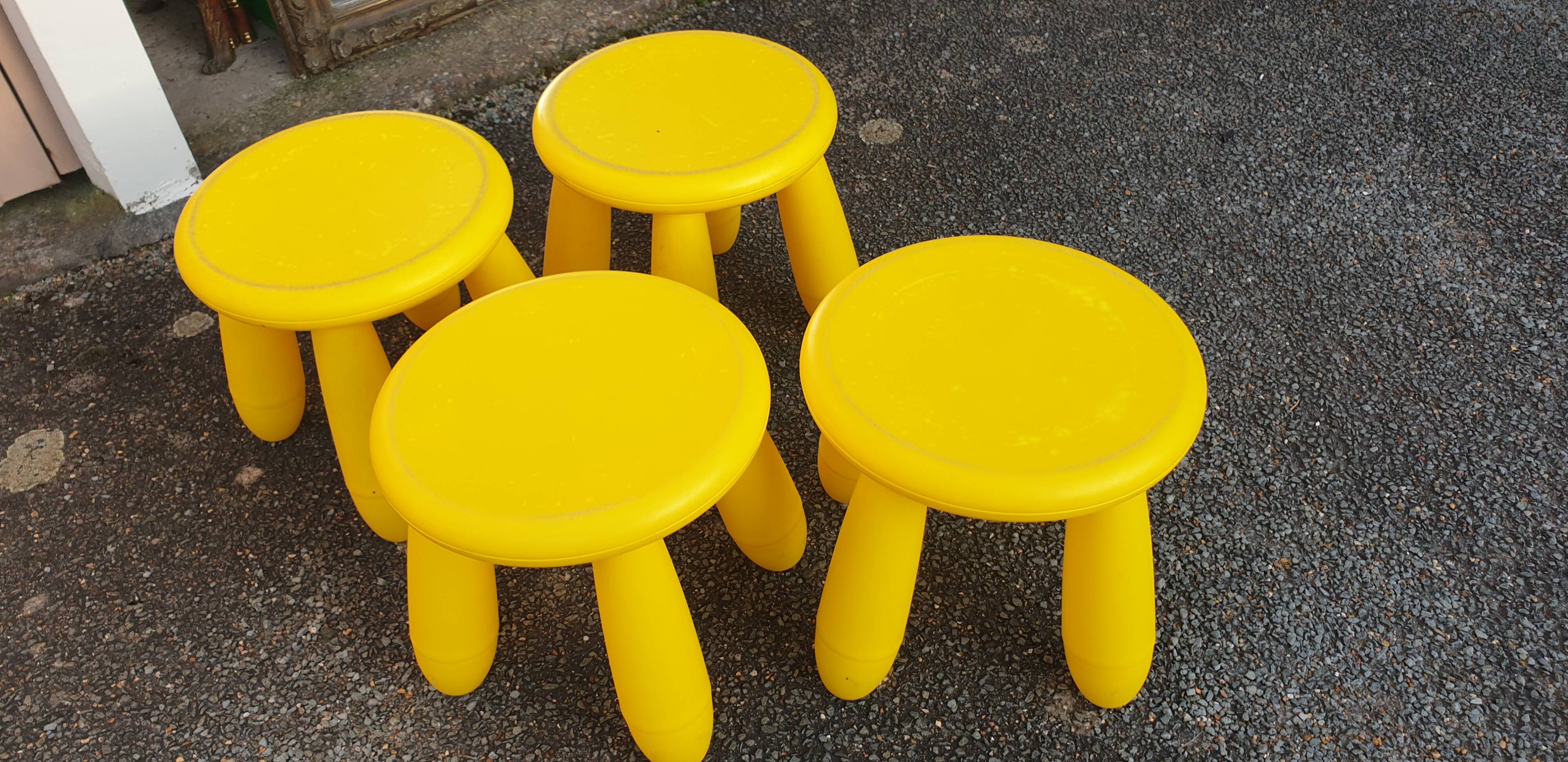 4 low canary yellow stools