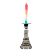 Ceramic candle holder with geometric decoration by Huguette Bessone - Vallauris